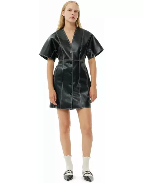 GANNI Future Oleatex Fitted Shaped Sleeve Mini Dress in Black