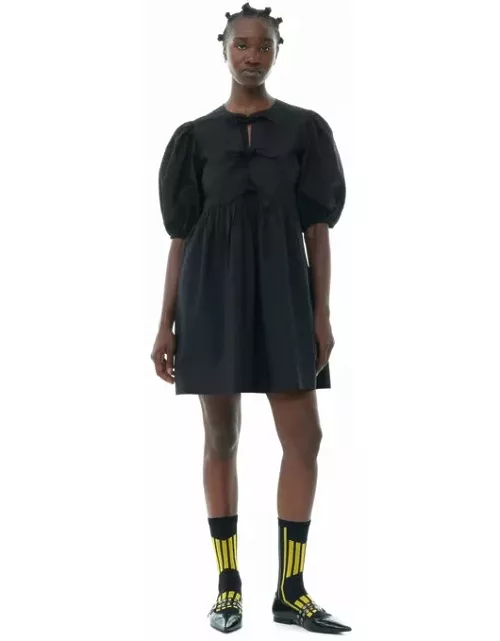 GANNI CottonPoplin Tie String Mini Dress in Black