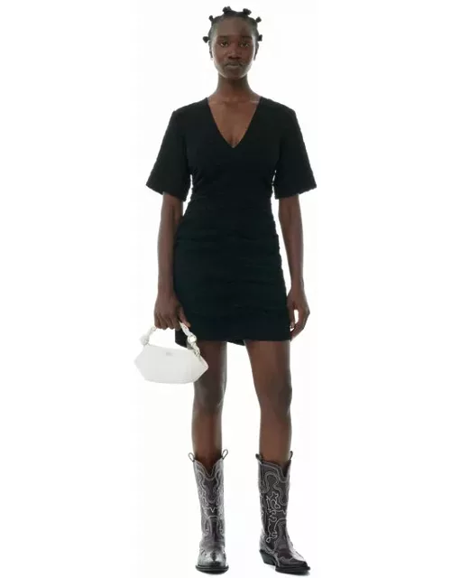 GANNI Textured Suiting Mini Dress in Black