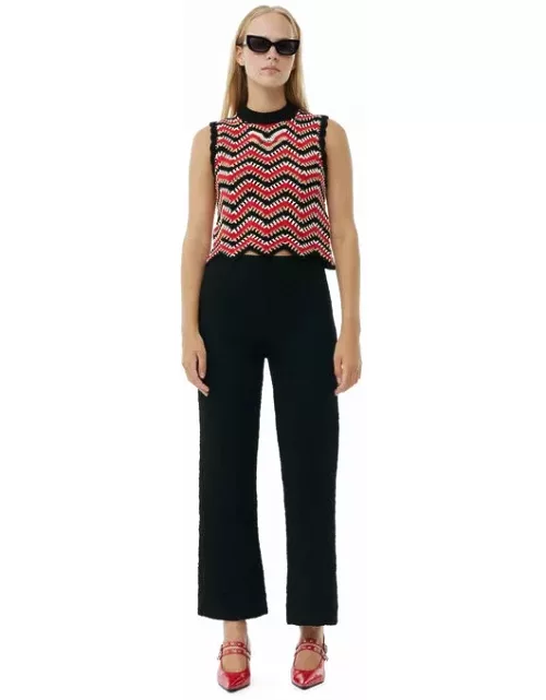GANNI Textured Suiting Cropped Trousers in Black