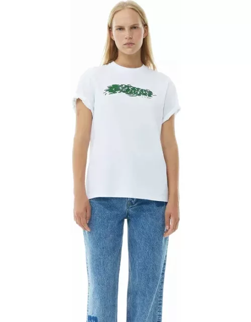 GANNI Future White Heavy Jersey Relaxed Logo T-shirt in White