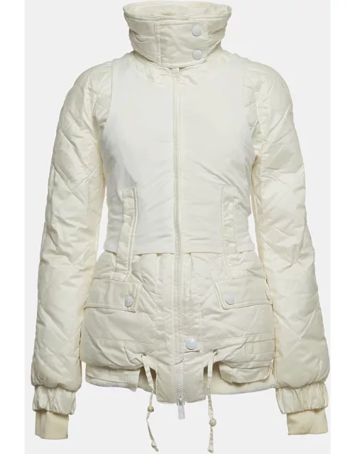 Christian Dior Boutique White Nylon and Detachable Fur Puffer Jacket