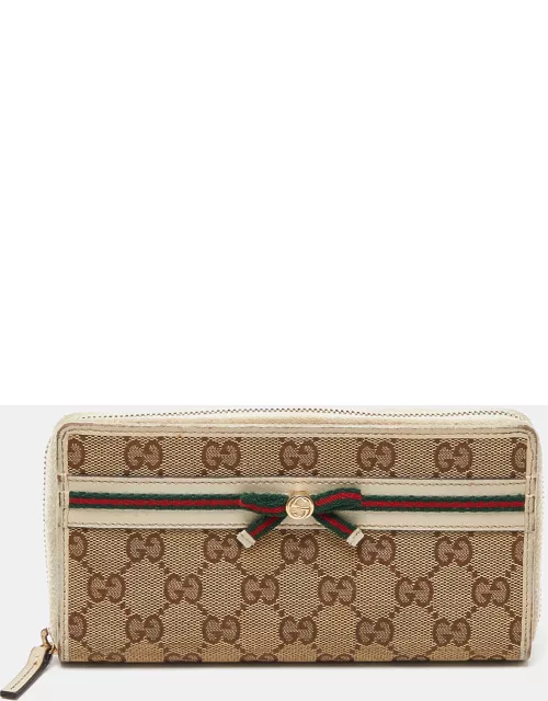 Gucci Beige/Cream GG Canvas and Leather Princy Zip Around Wallet