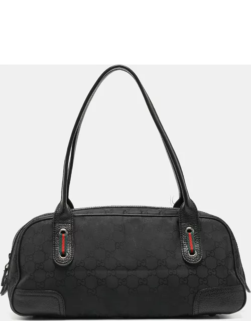 Gucci Black GG Nylon and Leather Princy Boston Bag