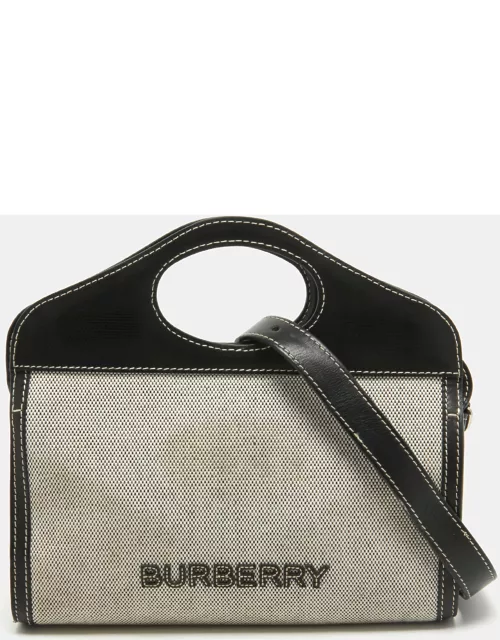 Burberry Black/Grey Canvas and Leather Pocket Portable Crossbody Bag