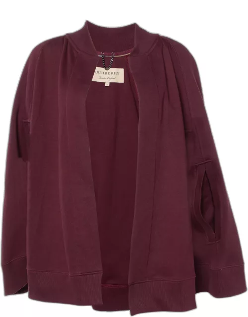 Burberry Burgundy Logo Embroidered Cotton Cape
