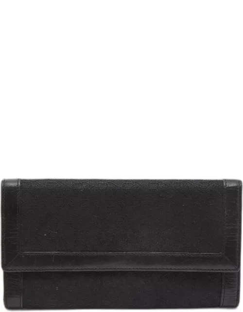DKNY Black Signature Canvas and Leather Continental Wallet