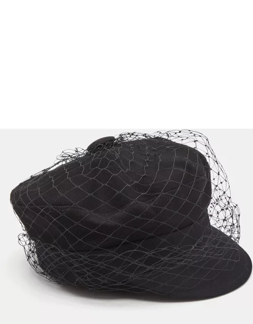 Dior Black Cotton Arty Mesh Veil Newsboy Cap