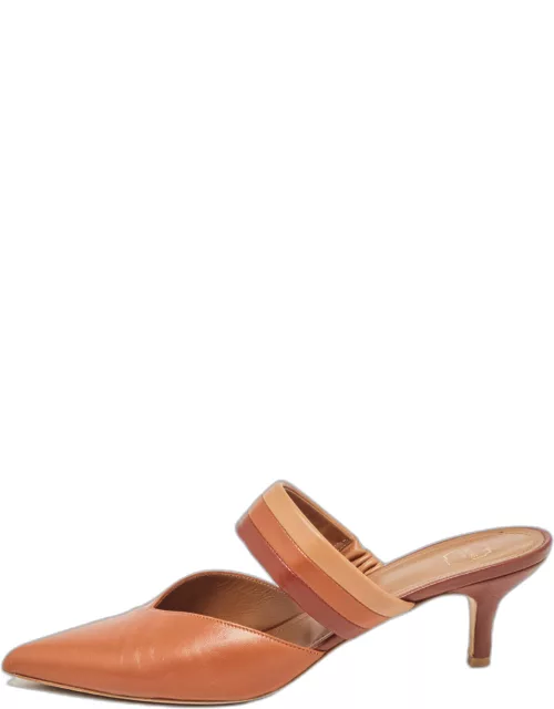 Malone Souliers Brown Leather Maisie Pointed Toe Slide Sandal
