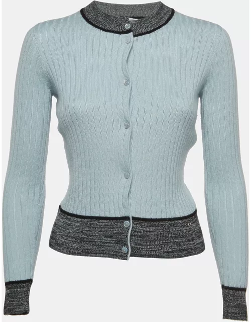 Christian Dior Light Blue Cashmere & Silk Knit Buttoned Sweater