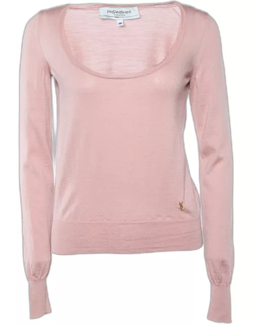 Yves Saint Laurent Pink Wool Cropped Sweater