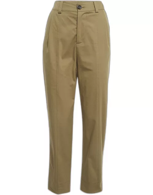 See by Chloe Beige Cotton Pleated Trousers