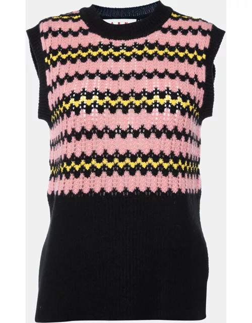 Marni Black Striped Wool Knit Sleeveless Sweater