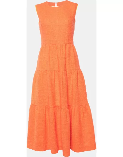 Roksanda Ilincic Orange Cotton Tweed Sleeveless Long Dress