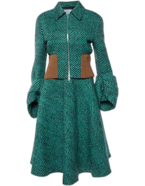 Prada Green Striped Wool Jacket & Skirt Set S/