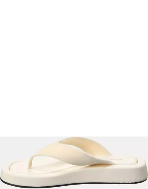 The Row White velvet sandal