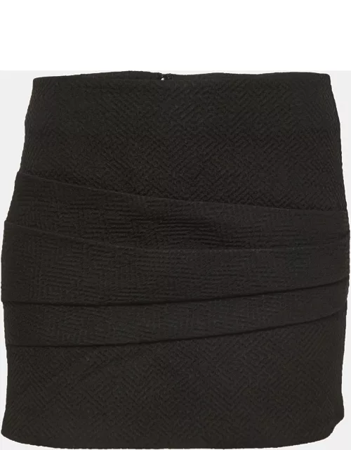 Maje Black Patterned Crepe Mini Skirt