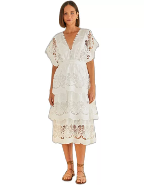 Off-White Richelieu Midi Dress, OFF-WHITE /