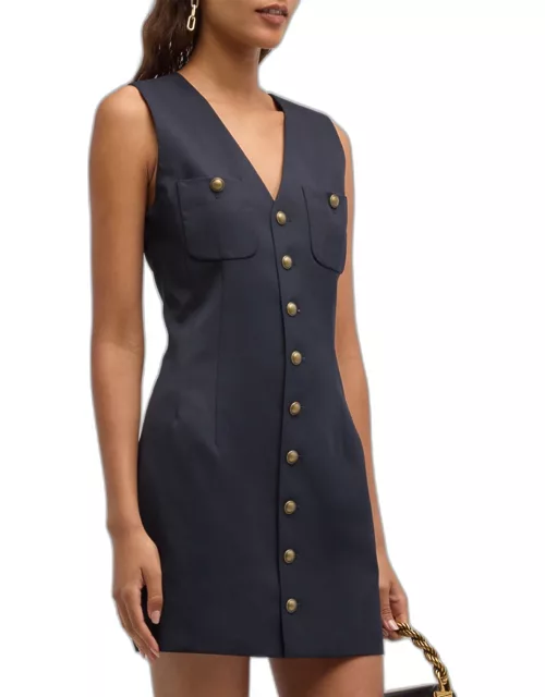 Tailored Button-Front Mini Dres