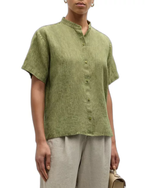 Boxy Button-Down Organic Linen Shirt