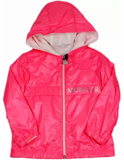 Moncler Admeta Windproof Jacket With Hood And Zip In Nylon And Cotton Inside And With Writing On The Front