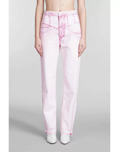 Isabel Marant Noemie Jeans In Rose-pink Cotton