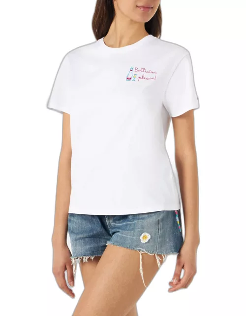 MC2 Saint Barth Woman Cotton T-shirt With Bollicine Please! Embroidery