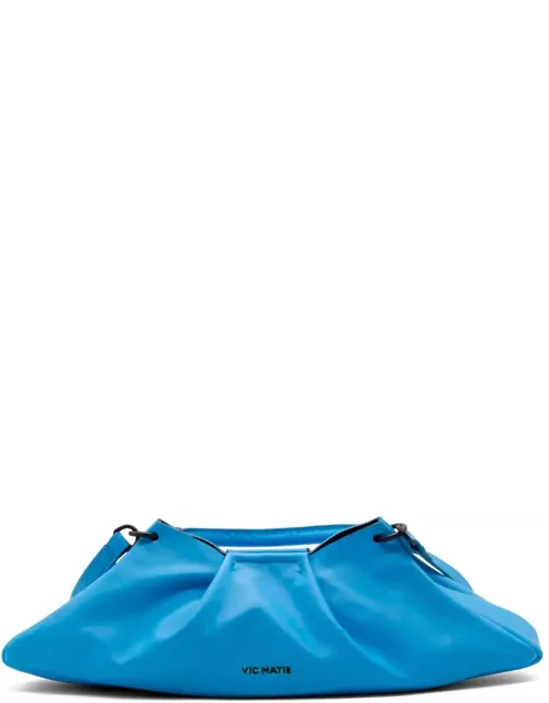 Vic Matié Light Blue Leather Clutch Bag With Shoulder Strap
