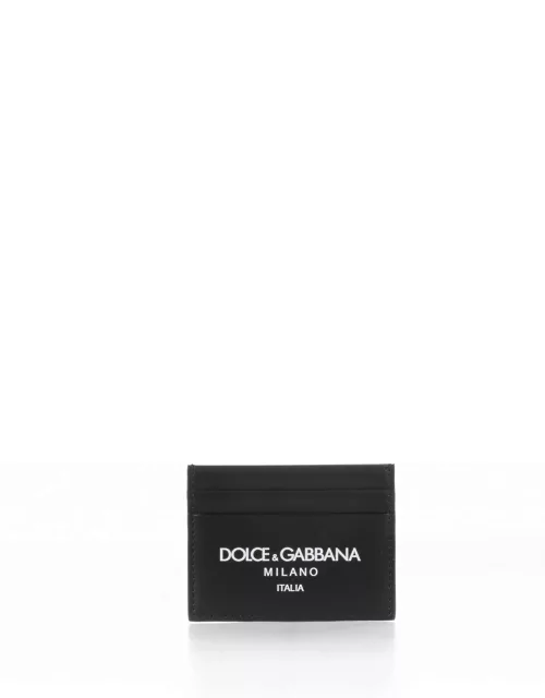 Dolce & Gabbana Black Leather Card Holder With Contrasting Logo