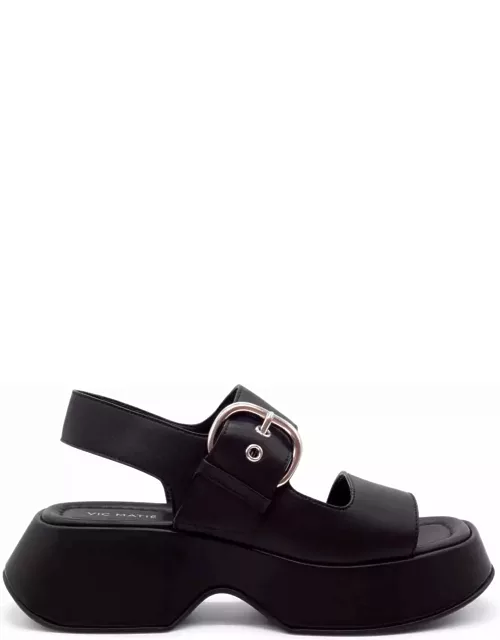 Vic Matié Black Leather Sandal With Maxi Buckle