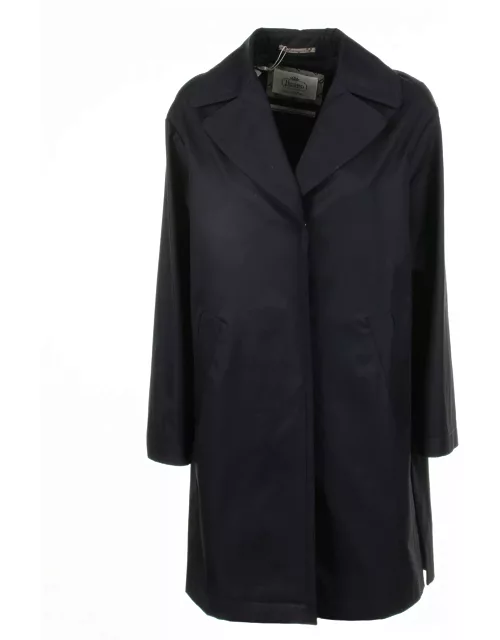 Herno Navy Blue Long Trench Coat