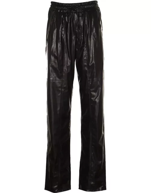 Marant Étoile brina Black Pants With Drawstring Closure In Shiny Faux Leather Woman