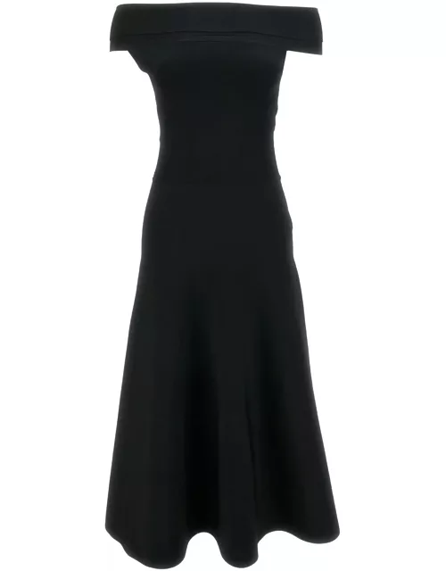 Fabiana Filippi Maxi Black Dress With Flared Skirt In Viscose Blend Woman