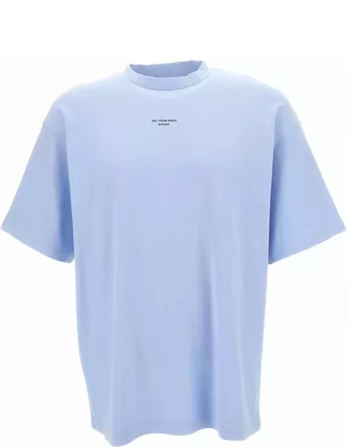 Drôle de Monsieur Light Blue T-shirt With Slogan Print At The Front In Cotton Man