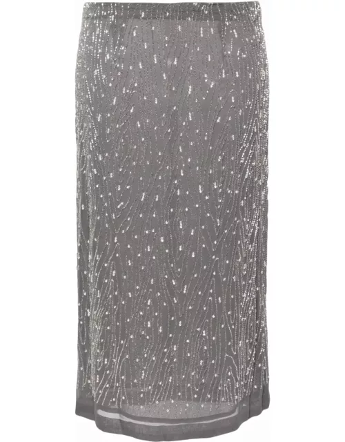 Parosh Gray Skirt With Paillette