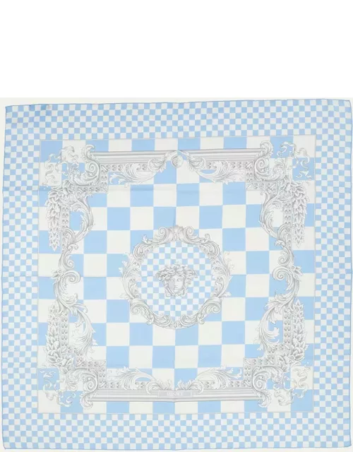 Baroque Checkered Silk Square Scarf