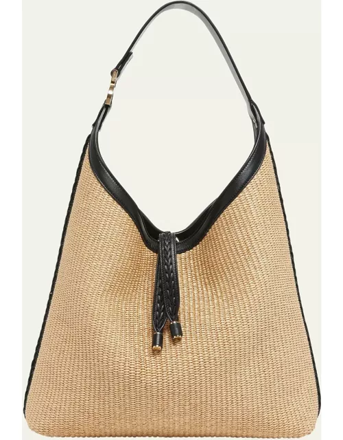 Marcie Hobo Bag in Raffia and Leather