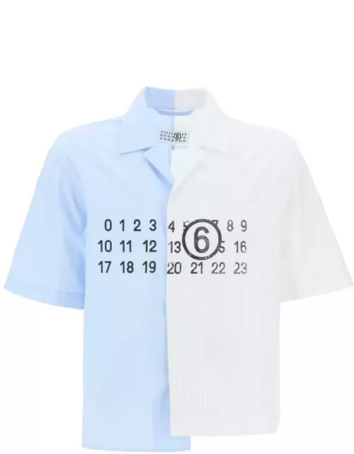 MM6 MAISON MARGIELA Short-sleeved shirt with numerical graphic splice design.