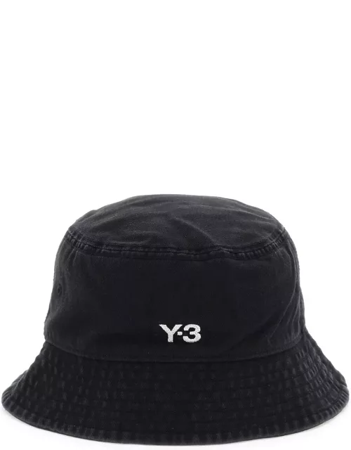Y-3 washed twill bucket hat with