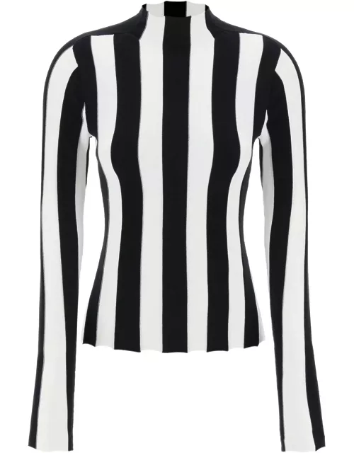 INTERIOR Ridley striped funnel-neck sweater