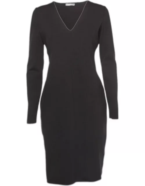 The Row Black Jersey V-Neck Mini Dress