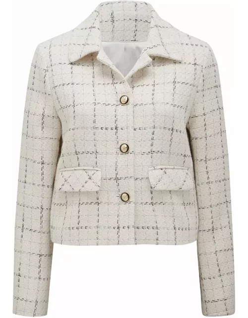 Forever New Women's Rue Bouclé Jacket in Black/White Check Suit