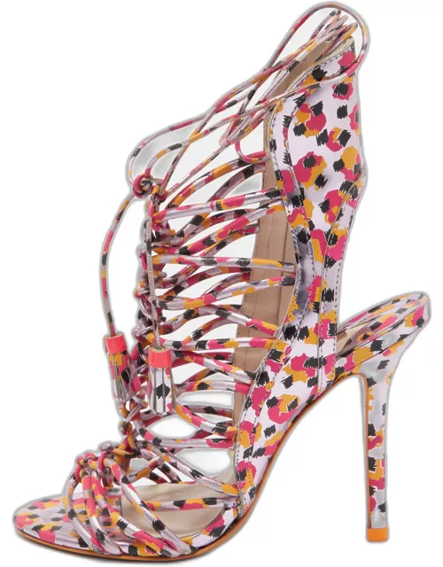 Sophia Webster Tricolor Printed Leather Lacey Sandal