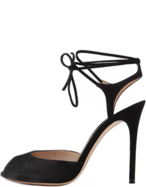 Gianvito Rossi Black Suede Lace Up Sandal