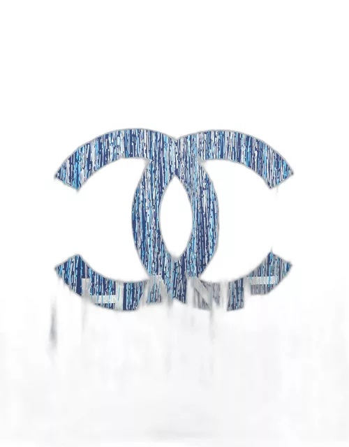 Chanel Blue CC Logo Print Silk Square Scarf
