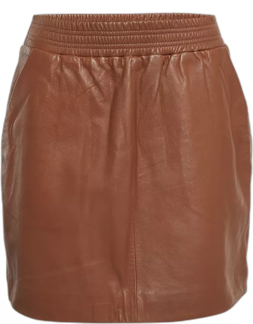 M Missoni Brown Leather Mini Skirt