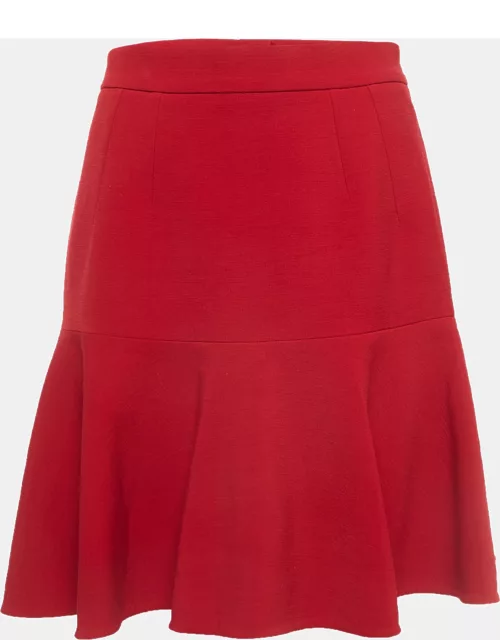 Dolce & Gabbana Red Wool Flared Short Skirt
