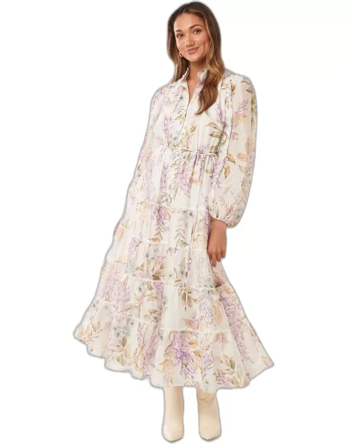 Forever New Women's Jessie Petite Button-Down Midi Dress in Lilac Conifer Flora