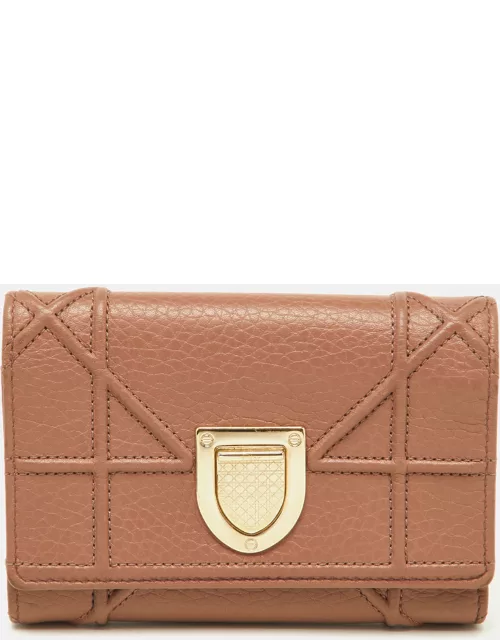 Dior Old Rose Leather Diorama Trifold Wallet