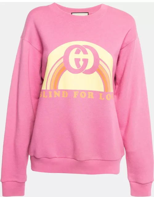 Gucci Pink Blind For Love Print Cotton Knit Sweatshirt